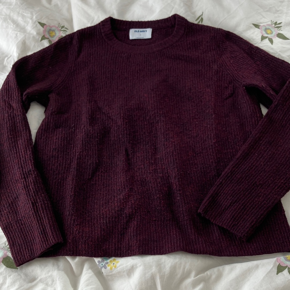 Old Navy Maroon Textured Knit Sweater